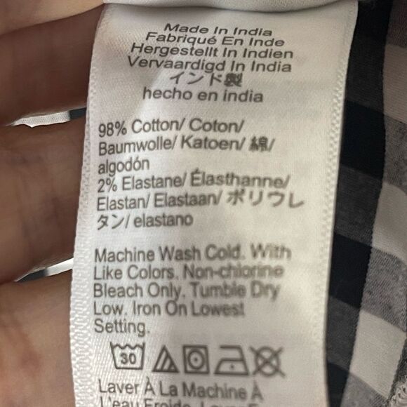 J. Crew black and‎ white checked bottom down blouse top, size medium - Picture 13 of 16